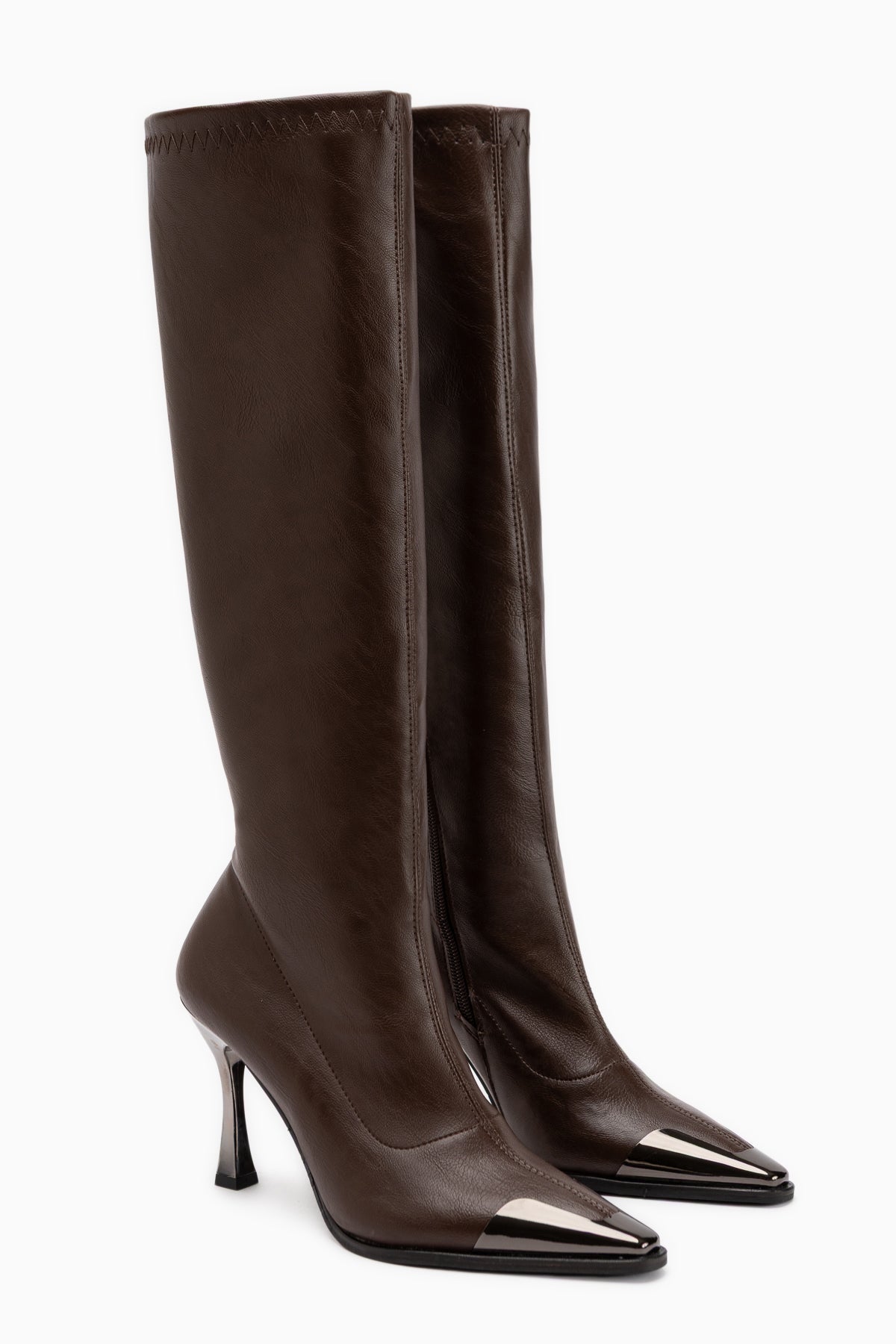 Gretta Braune Stretch Absatzstiefel