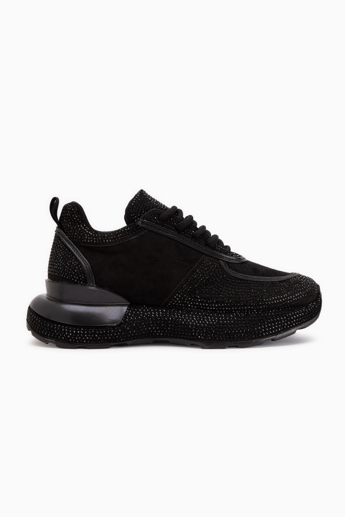 Helena Schwarzes Wildleder Stein Detail Damen Sneaker