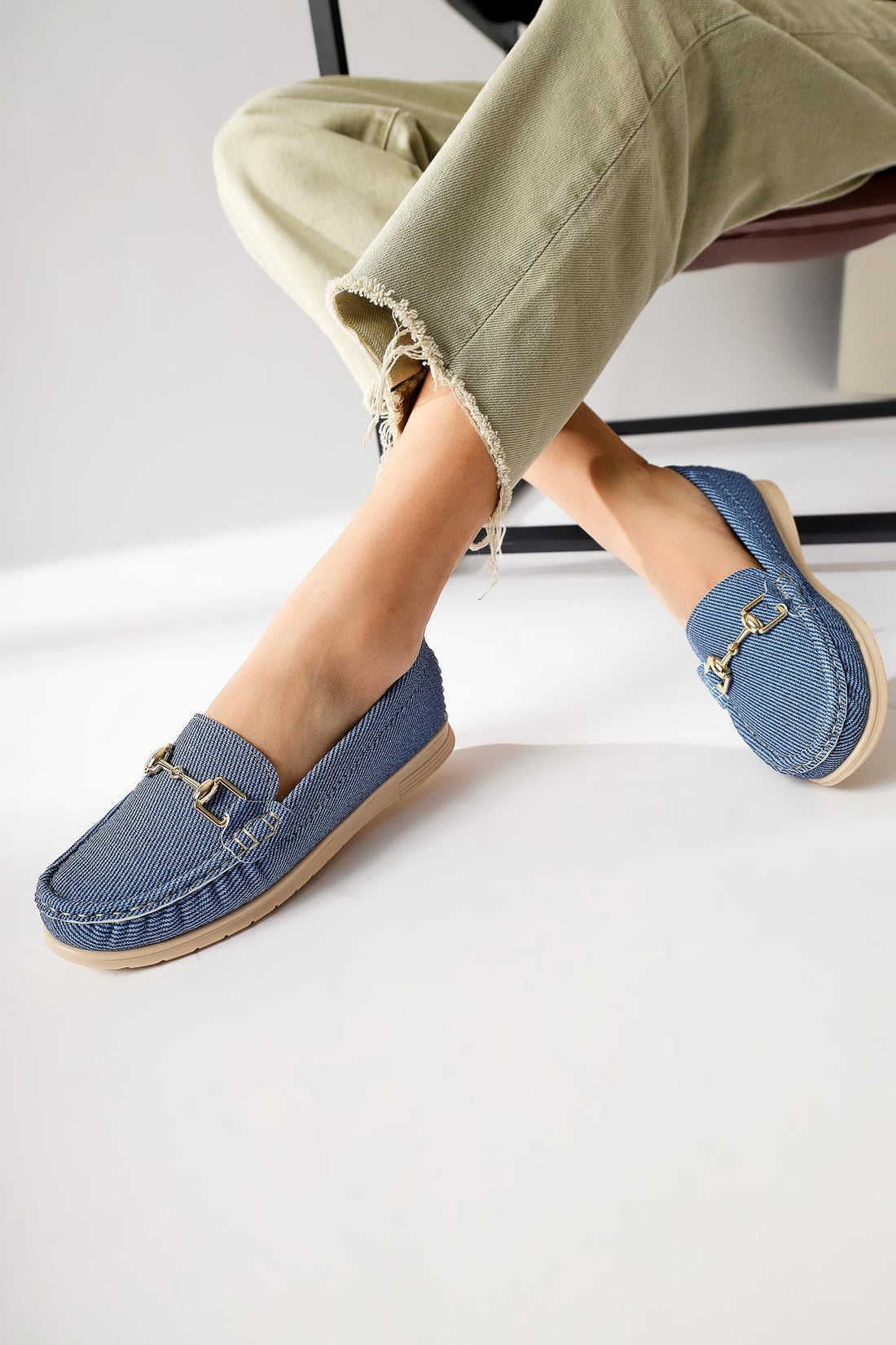 Tola Denim Blue Buckle Detailed Casual Shoes