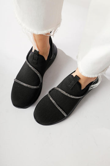 Lorrie Schwarze Sneakers mit Stein-Detail