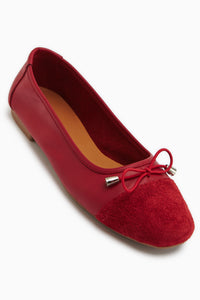 Anjela Echtes Leder Rote Schleife Detail Damen Ballerinas
