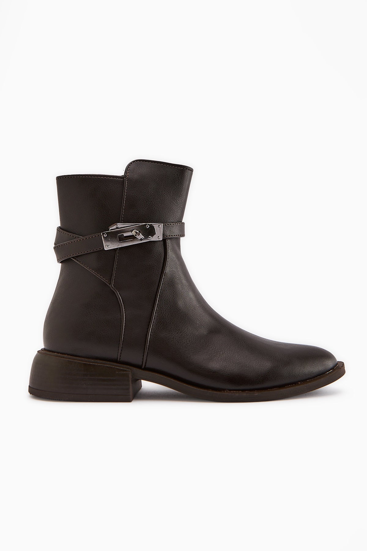 Tinna Coffee Buckle Detailed Women's Boot