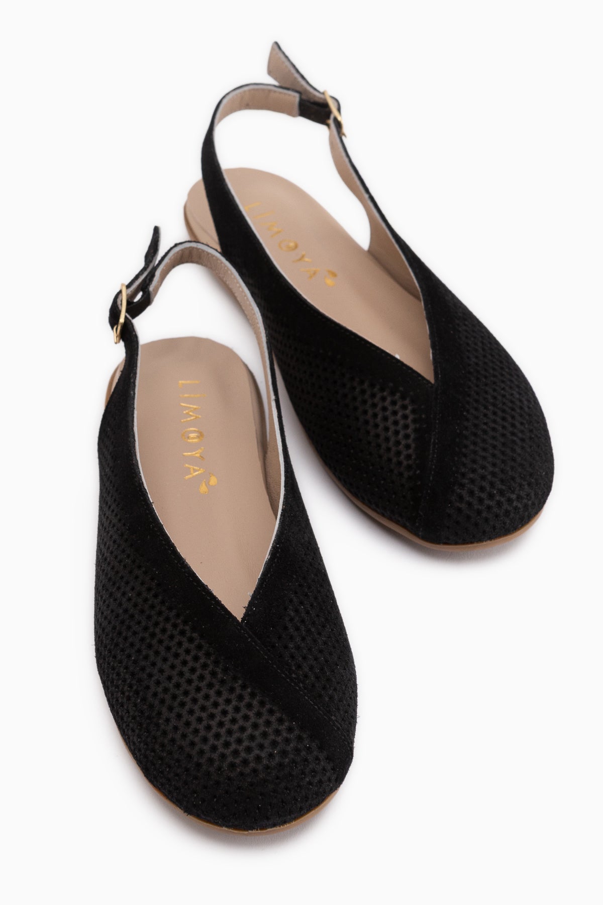 Avin Hakiki Deri Siyah Süet Kadın Slingback Babet