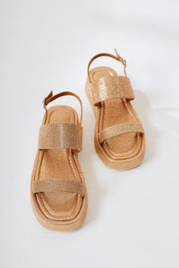 Cisela Gold Stone Strappy Sandals