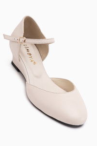 Elize Echtes Leder Beige Geschlossene Zehe Damen Absatzschuhe