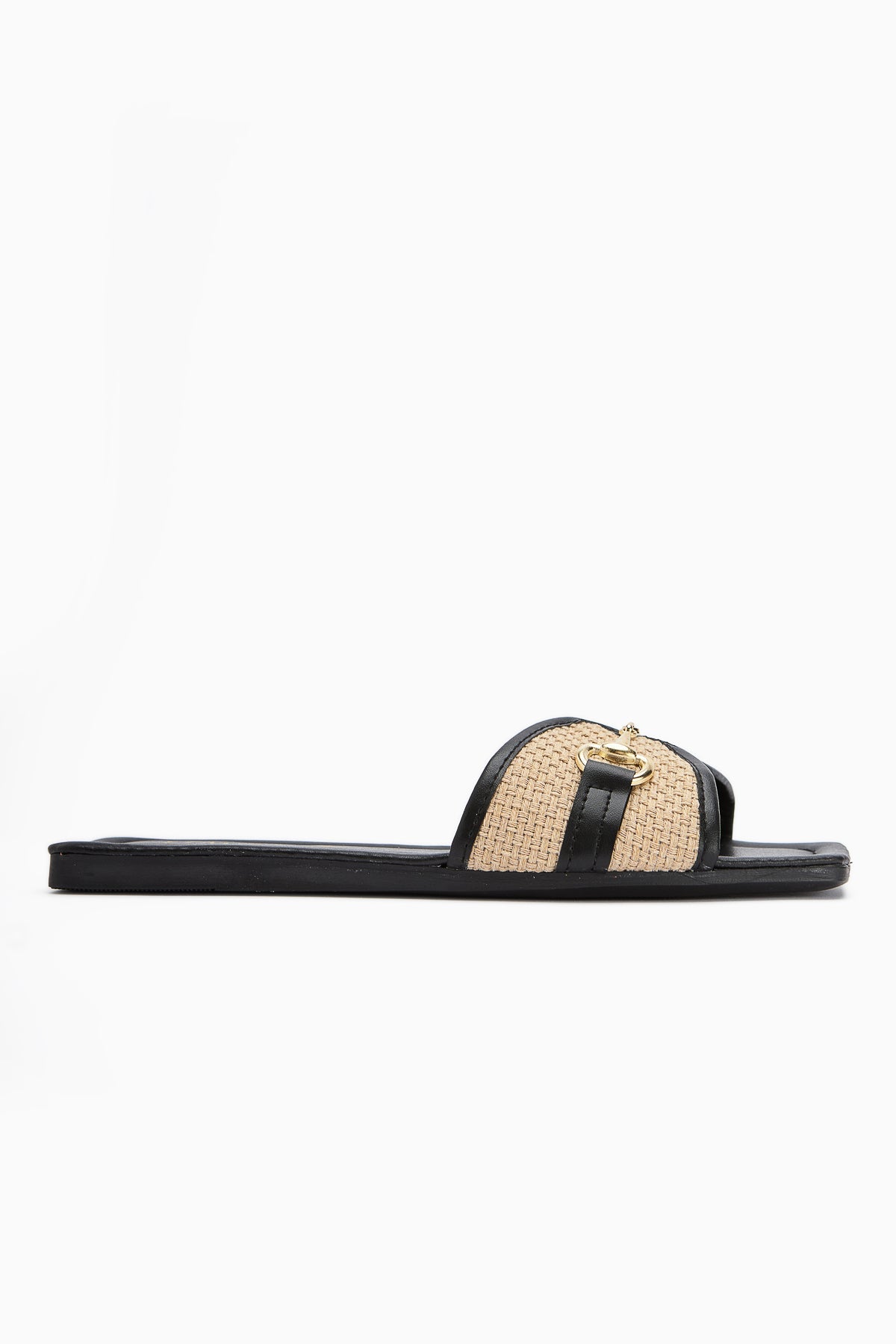 Elanor Schwarze Damen Flache Hausschuhe mit Schnalle