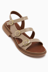 Myra Beige Doppelriemen Damen Sandale