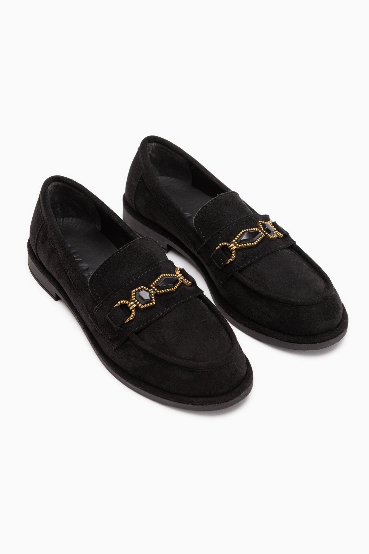 Callie Schwarze Wildleder Stein Damen Loafer Schuhe