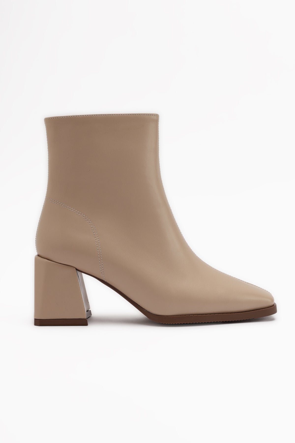 Margot Beige Square-Toe High-Heeled Women's Boot