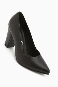 Emily Echtes Leder Schwarze Dicke Absatz Damen Schuhe