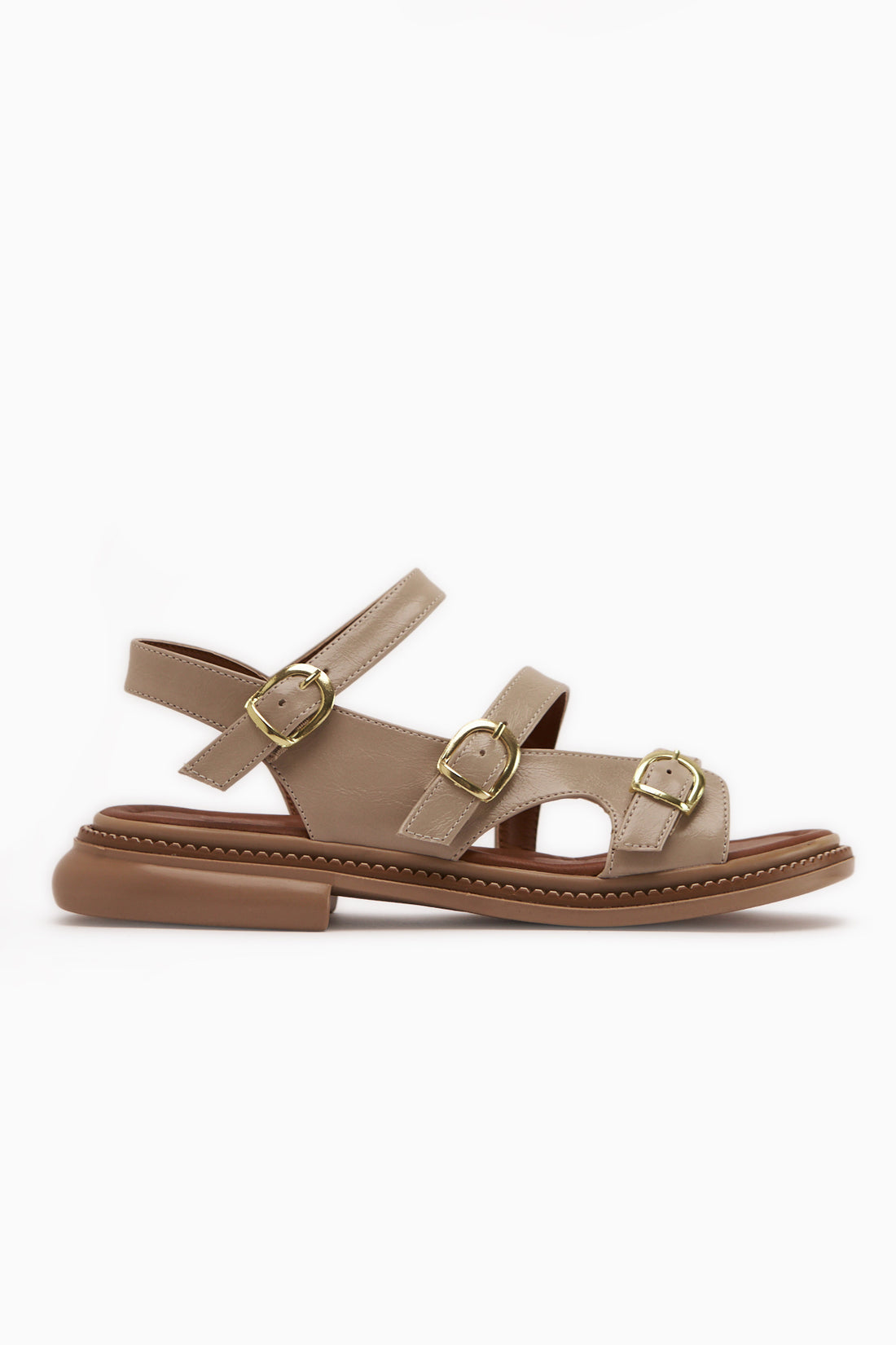 Myra Beige Doppelriemen Damen Sandale