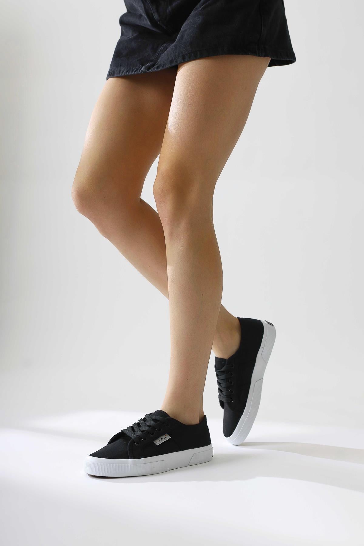 Timon Schwarze Komfortsohle Leinensneaker