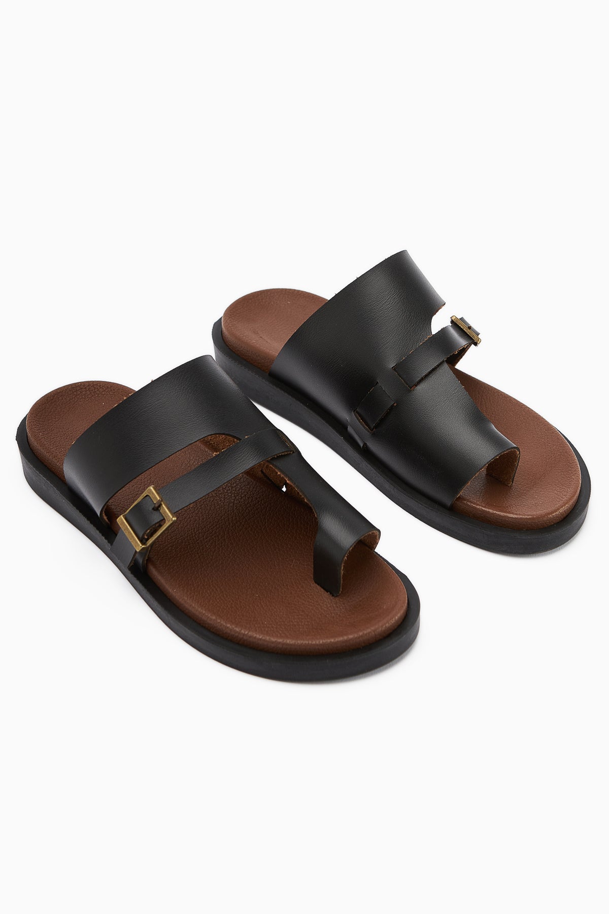 Enisa Damen Schwarz Zehensteg-Slipper