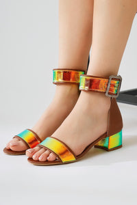 Ariola Tan Thick Hologram Strappy Sandals