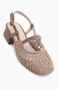Rossi Beige Woven Detail Damen Absatzschuhe