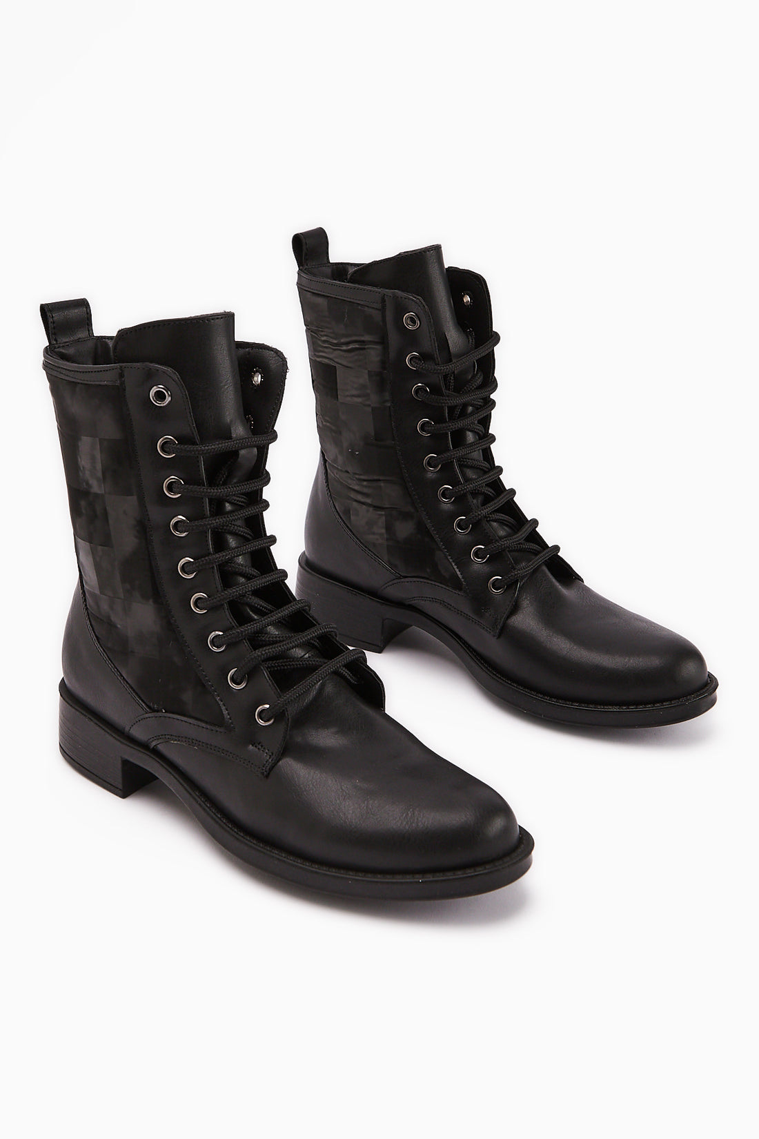 Chrissi Schwarz Hologramm Detail Damen Stiefel