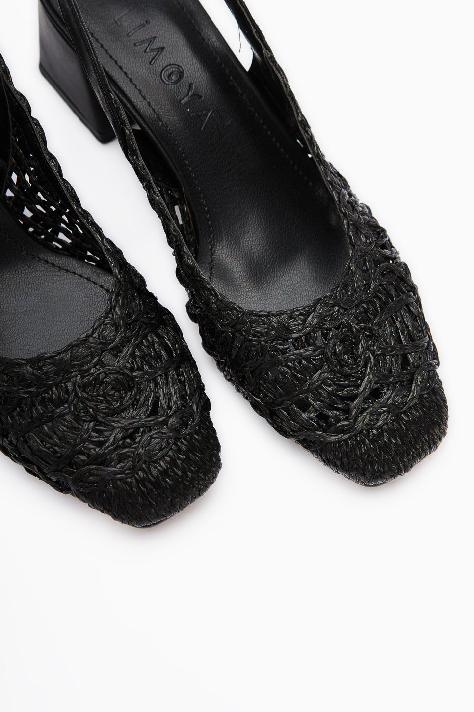 Ronja Damen Schwarz Gewebter Quadratischer Zehensandale