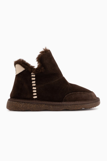 Lorrie Echtes Leder Braun Wildleder Pelz Damen Kurzstiefel