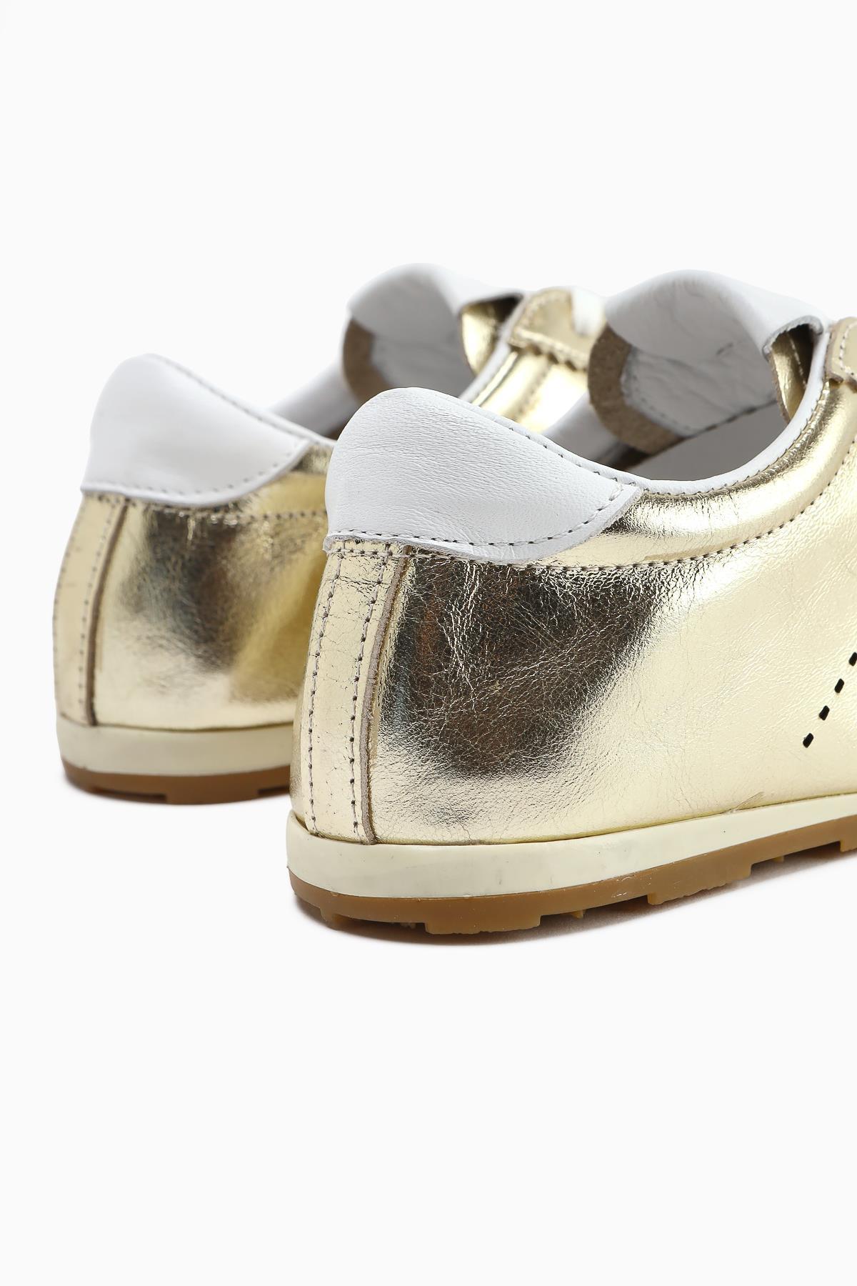 Genuine Leather Alisa Gold Laced Casual Women's Shoes