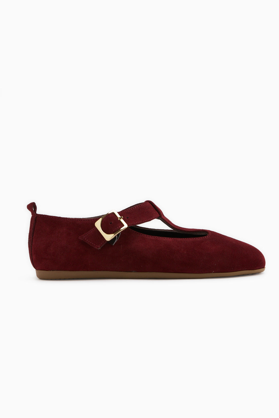 Echtes Leder Danni Bordeaux Wildleder Gürtelschnalle Damen Ballerinas