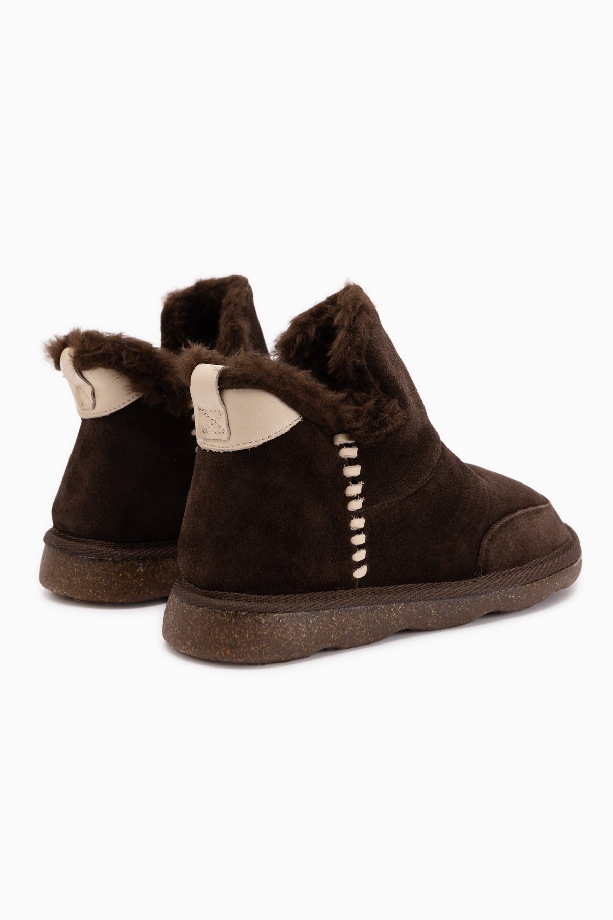 Lorrie Echtes Leder Braun Wildleder Pelz Damen Kurzstiefel