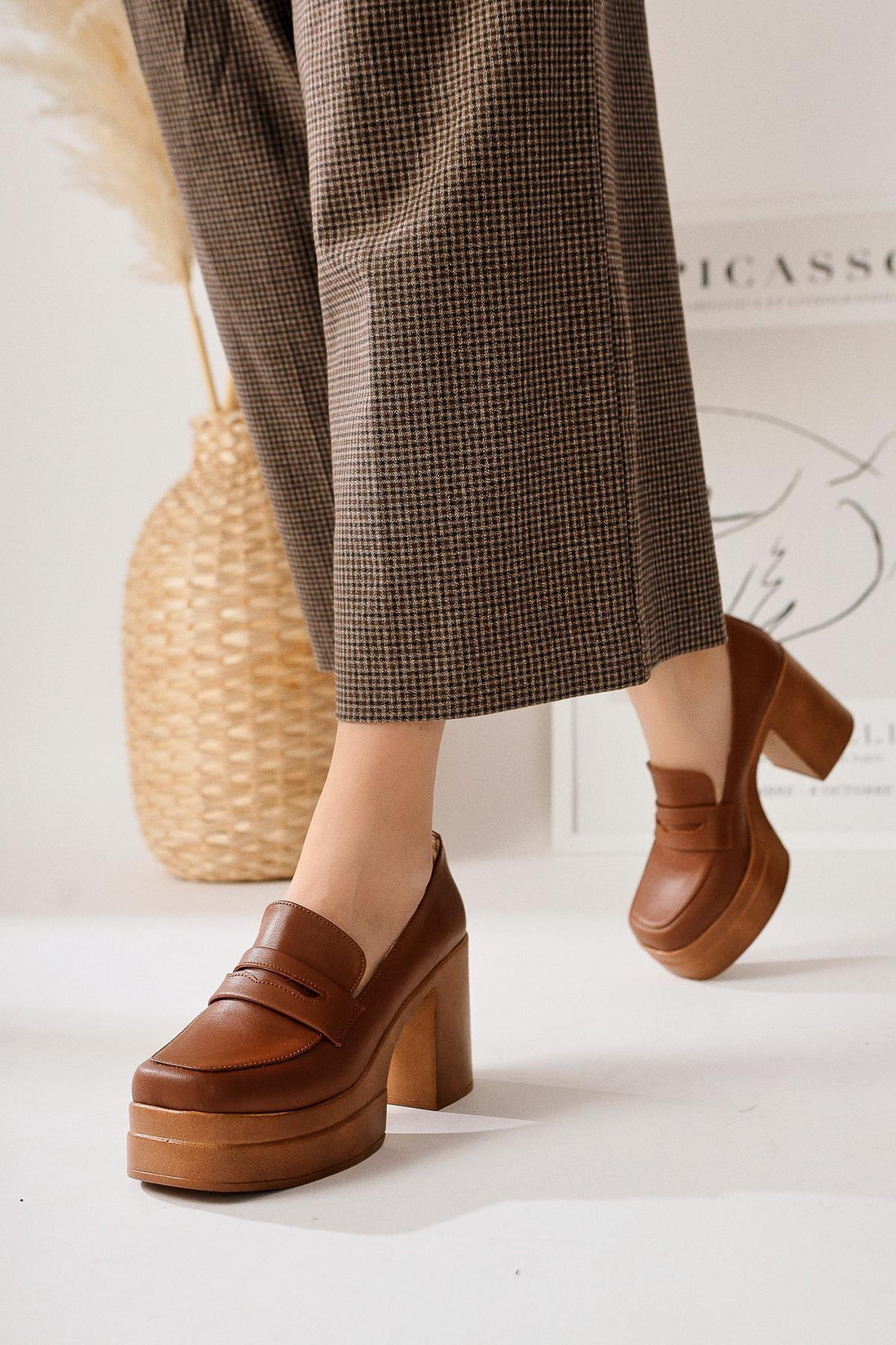 Candace Brown Heeled Platform Women's Shoes