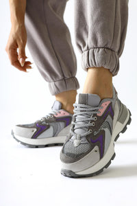 Onella Gray Suede Detailed Lace-Up Women’s Sneakers