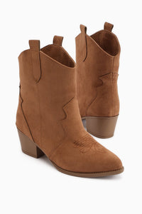 Joo Taba Suede Pointed Toe Embroidered Western Boots