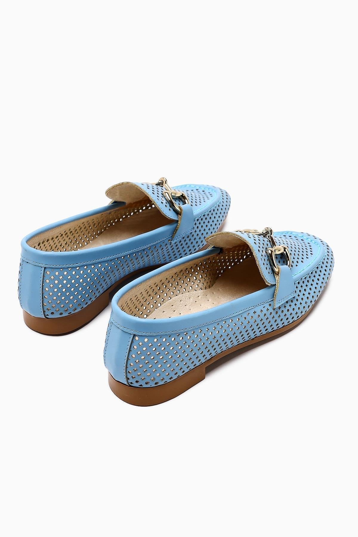 Gazali Blaue Schnalle Damen Ballett Flach