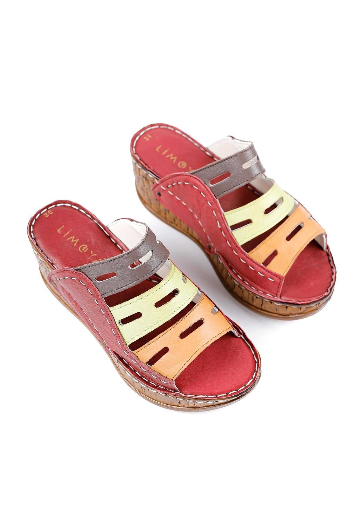 Genuine Leather Etta Green Laser Cut Slippers (Full Orthopaedic Slippers)