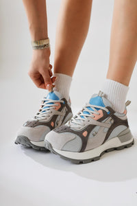 Siska Blue-Grey Lace-Up High Heel Sneakers