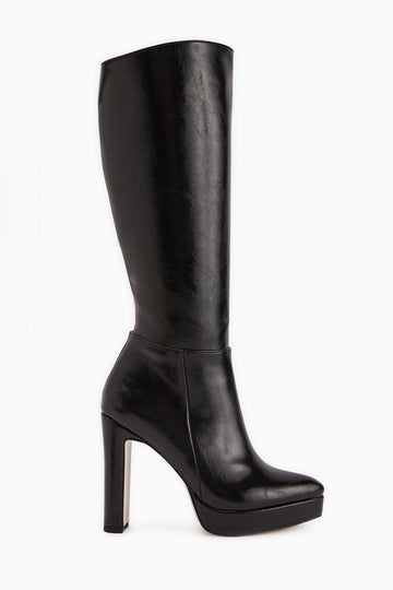 Ariya Black Platform Heeled Zipper Women's Boot