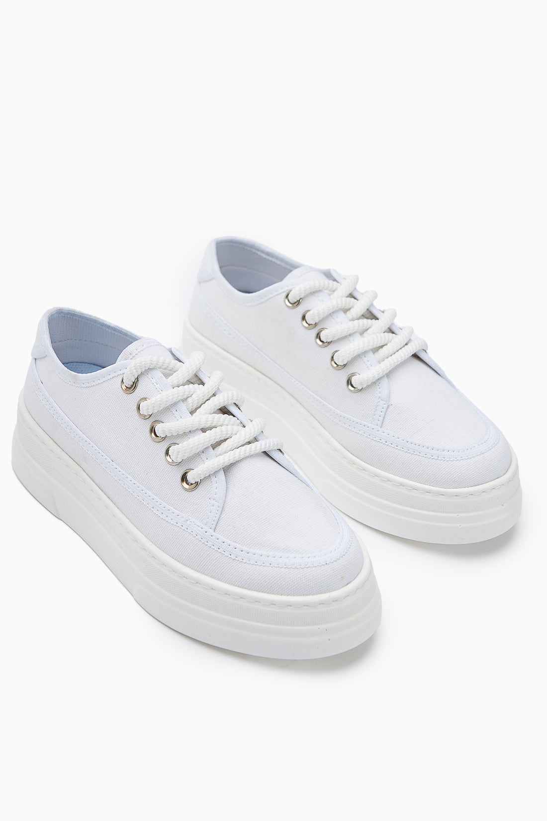 Sassa Beyaz Yüksek Tabanlı Bağcıklı Kadın Sneaker