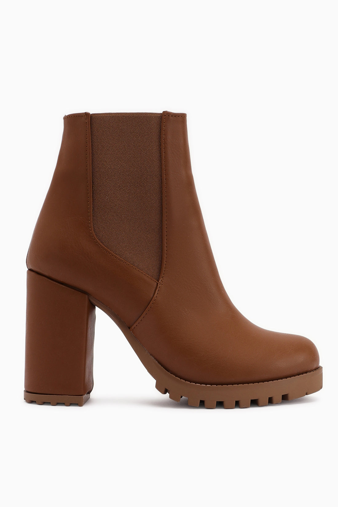 Dorsaf Tan Ovaler Zehen Elastische Absatzstiefel