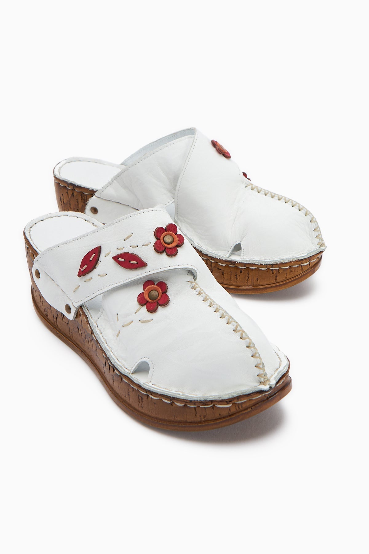 Alto Genuine Leather White Comfort Slippers with Distressed Sole