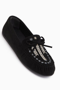 Darya Black Suede Embroidered Women’s Loafer