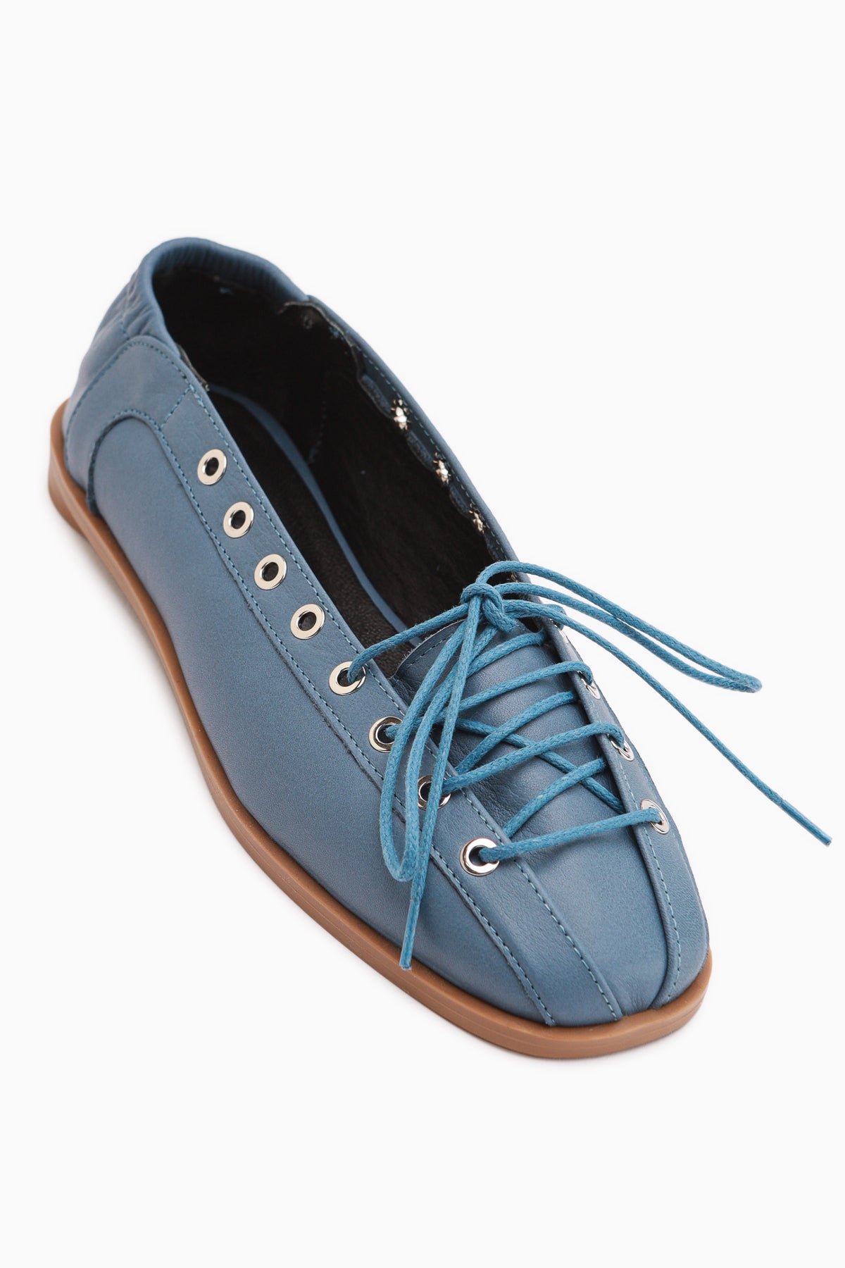 Romy Echtes Leder Blau Schnür Ballerinas