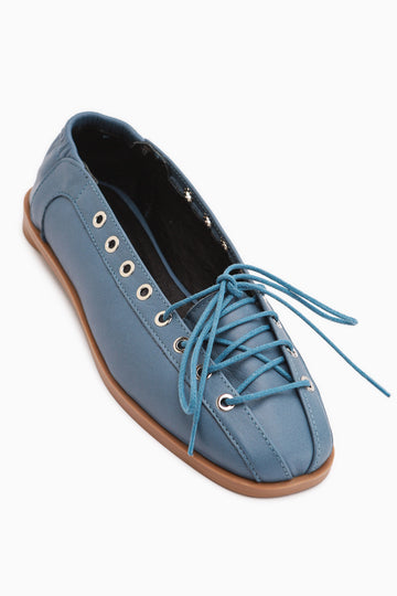 Romy Echtes Leder Blau Schnür Ballerinas