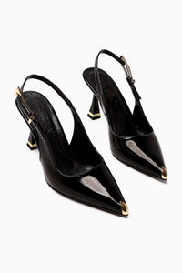 Viona Schwarze Lackierte Geschlossene Zehen Damen Absatzschuhe