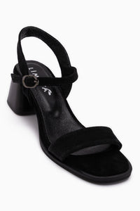 Lucia Echtes Leder Schwarz Wildleder Absatzschuhe Damen Sandale