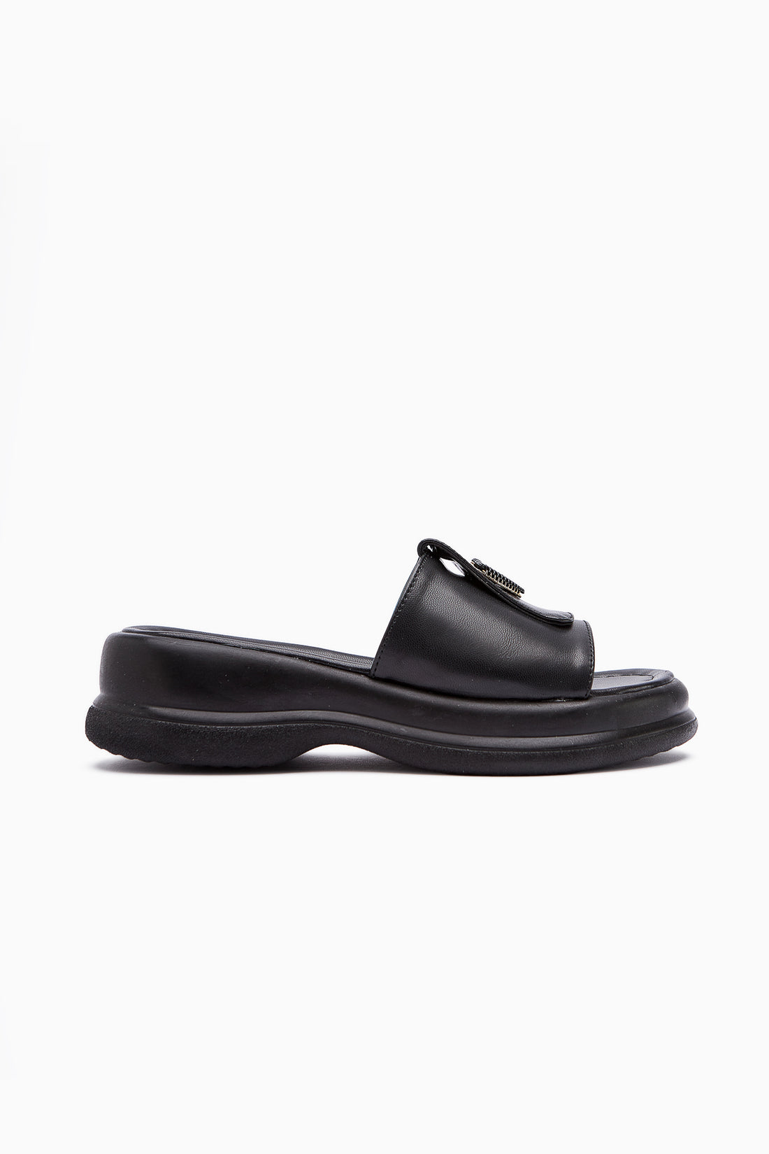 Kaylee Black Buckled Women's Slippers