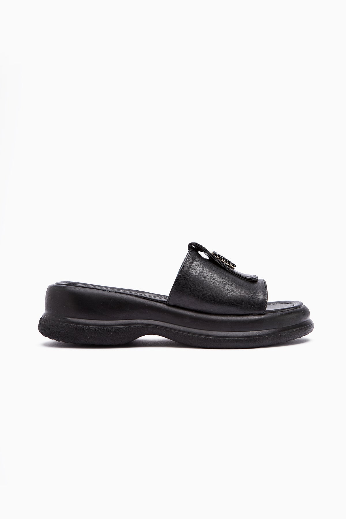 Kaylee Black Buckled Women's Slippers