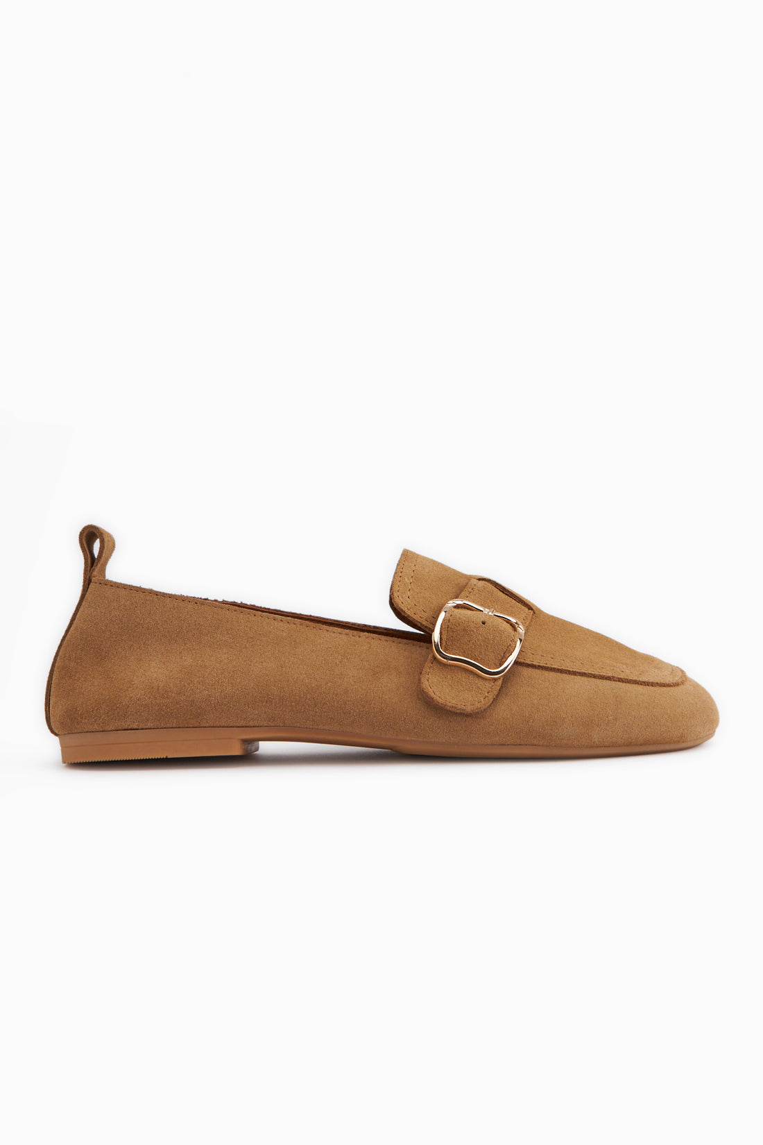 Oliva Genuine Leather Tan Buckled Women’s Ballet Flats