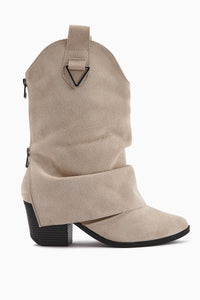 Peggy Beige Suede Women's Western Heeled Boot
