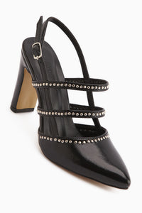 Mandy Schwarz Nieten Detail Damen Absatzschuhe