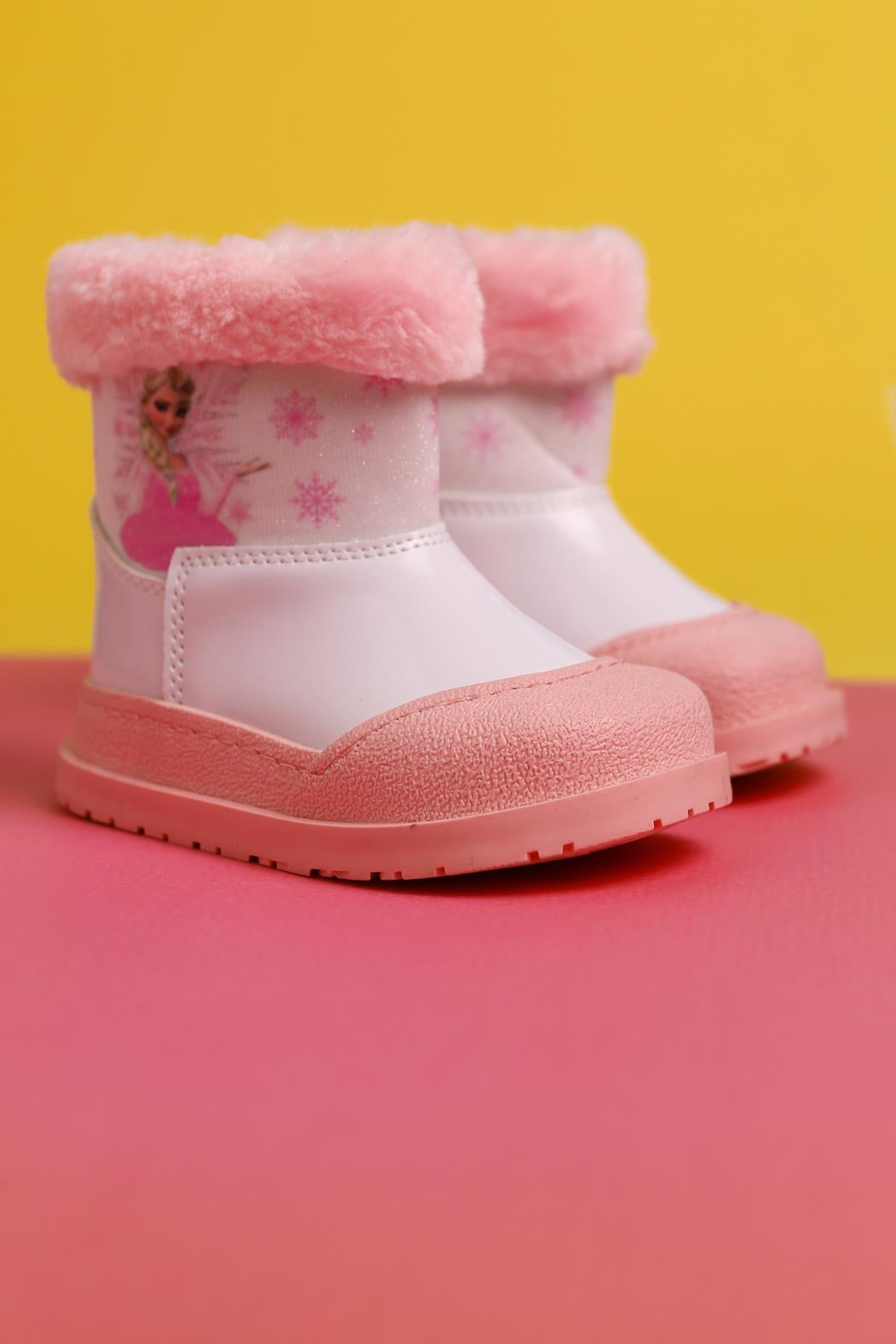 Elea Rosa Gestreifte Charakterdruck Pelzgefütterte Baby Stiefel