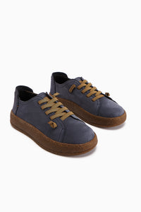 Judi Echtes Leder Blau Bequeme Sohle Damen Sneaker