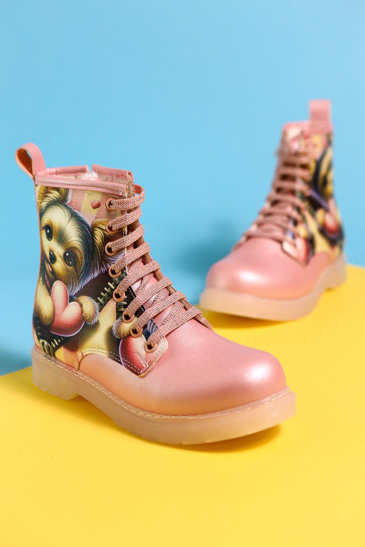 Elena Pink Cartoon Charakter Druck Schnür-Kinderstiefel