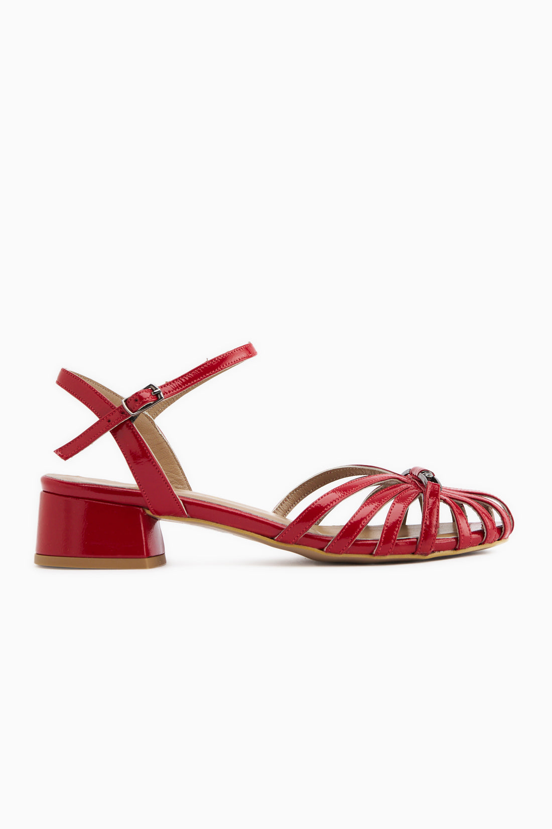 Echtes Leder Rote Schnalle Damen Sandale