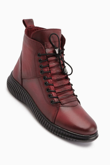 Jina – Burgunder [Echtleder] Stiefelette mit Schnürung (Damen)